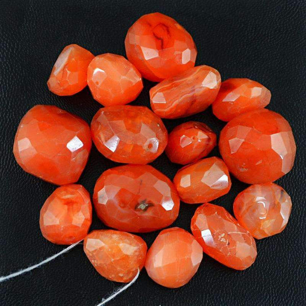 gemsmore:Orange Carnelian Beads Lot Natural Faceted Drilled