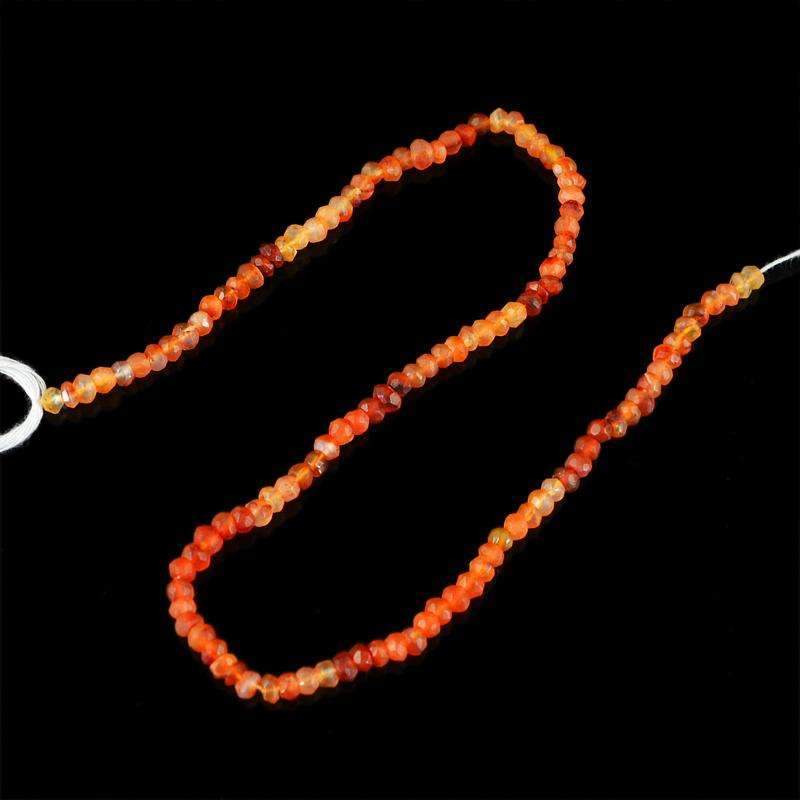 gemsmore:Orange Carnelian Beads Strand Natural Round Shape Faceted Drilled