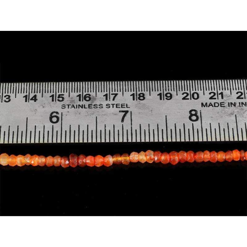 gemsmore:Orange Carnelian Beads Strand Natural Round Shape Faceted Drilled