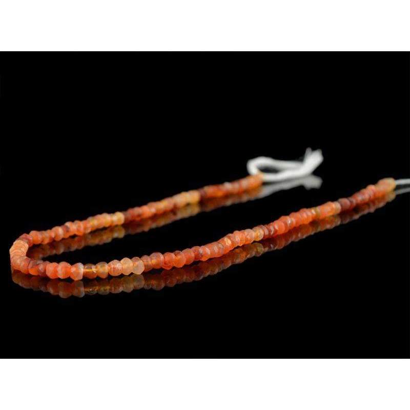 gemsmore:Orange Carnelian Beads Strand Natural Round Shape Faceted Drilled