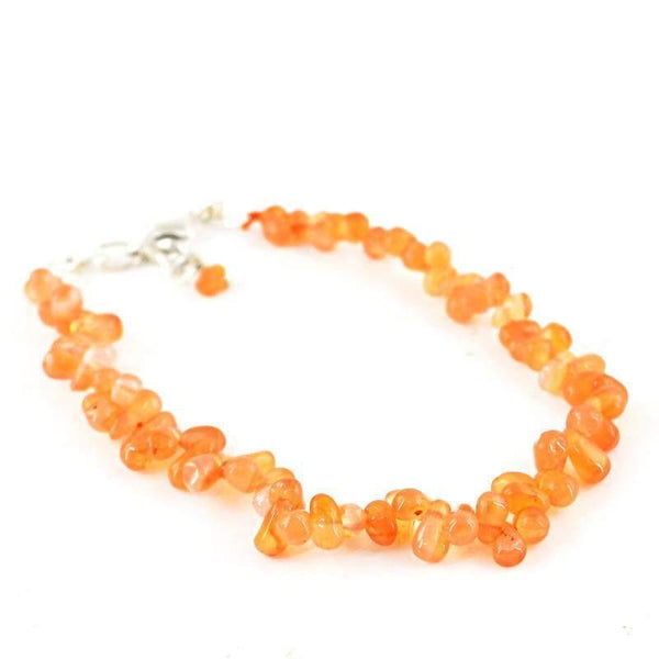 gemsmore:Orange Carnelian Bracelet Natural Unheated Tear Drop Beads