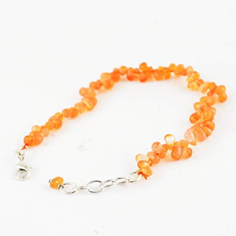 gemsmore:Orange Carnelian Bracelet Natural Unheated Tear Drop Beads