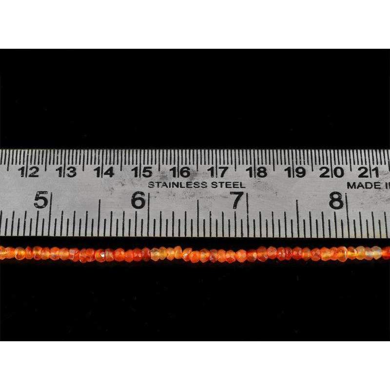gemsmore:Orange Carnelian Drilled Beads Strand - Natural Round Shape Faceted