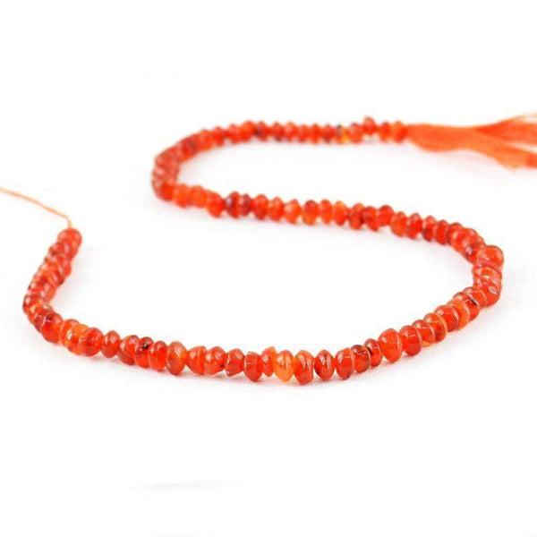 gemsmore:Orange Carnelian Drilled Beads Strand - Natural Round Shape