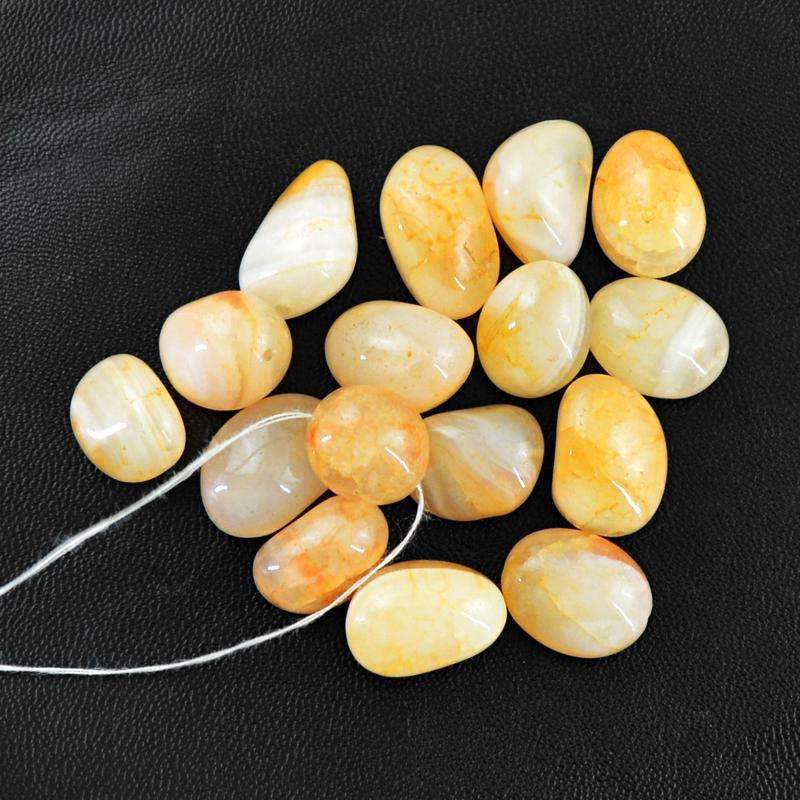 gemsmore:Orange Onyx Beads Lot - Natural Untreated Drilled