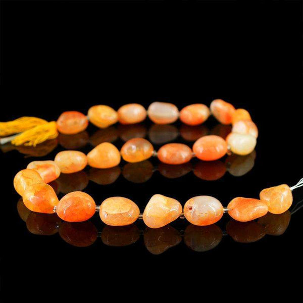 gemsmore:Orange Onyx Beads Strand Natural Untreated Drilled
