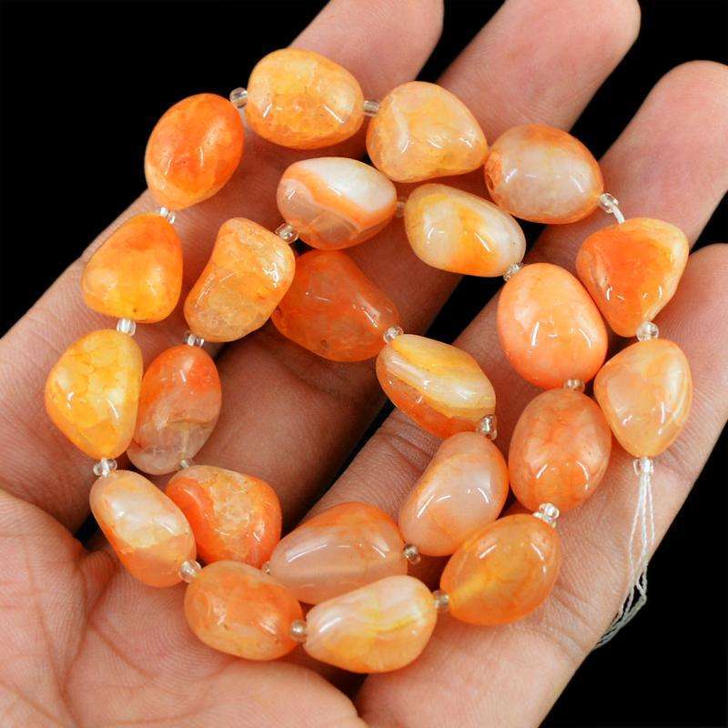 gemsmore:Orange Onyx Beads Strand Natural Untreated Drilled