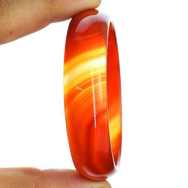 gemsmore:Orange Onyx Carved Bangle - Women Jewellery