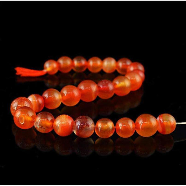 gemsmore:Orange Onyx Drilled Beads Strand - Natural Round Shape