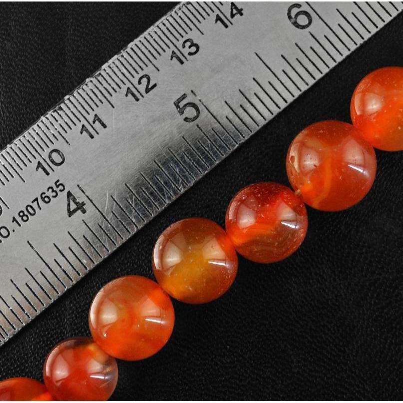 gemsmore:Orange Onyx Drilled Beads Strand - Natural Round Shape