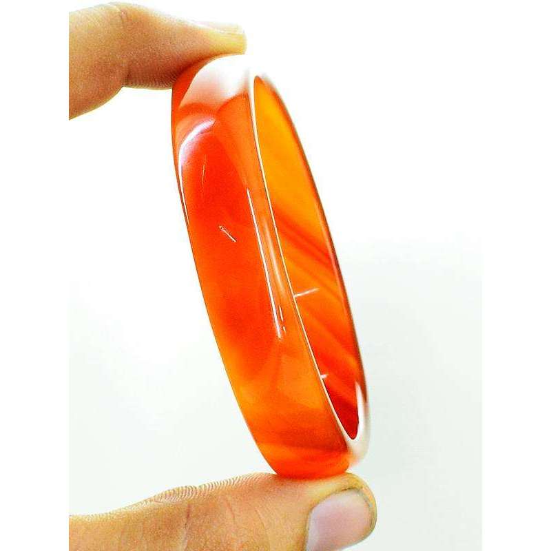 gemsmore:Orange Onyx Hand Carved Party Wear Bangle