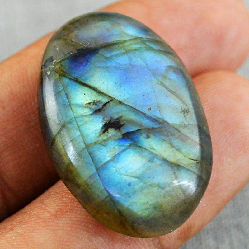 gemsmore:Oval Shape Blue Flash Labradorite Gemstone - Natural Unheated