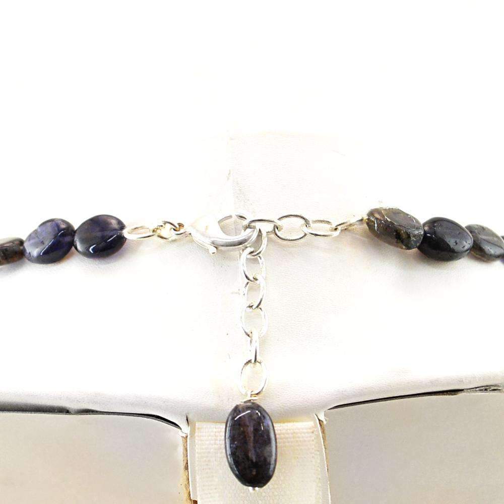 gemsmore:Oval Shape Blue Tanzanite Necklace Natural Single Strand Untreated Beads