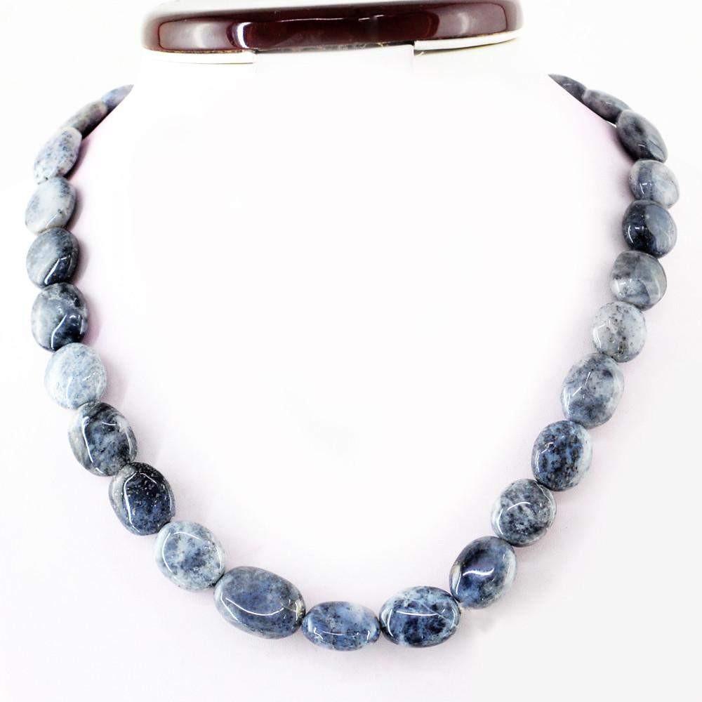 gemsmore:Oval Shape Dendrite Opal Necklace Natural Untreated Beads