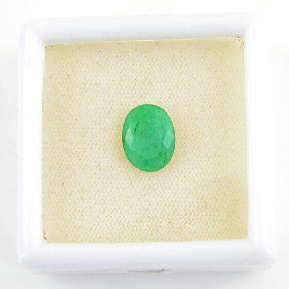 gemsmore:Oval Shape Green Emerald Gemstone Earth Mined Faceted