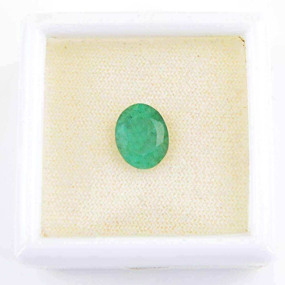 gemsmore:Oval Shape Green Emerald Gemstone Earth Mined Faceted