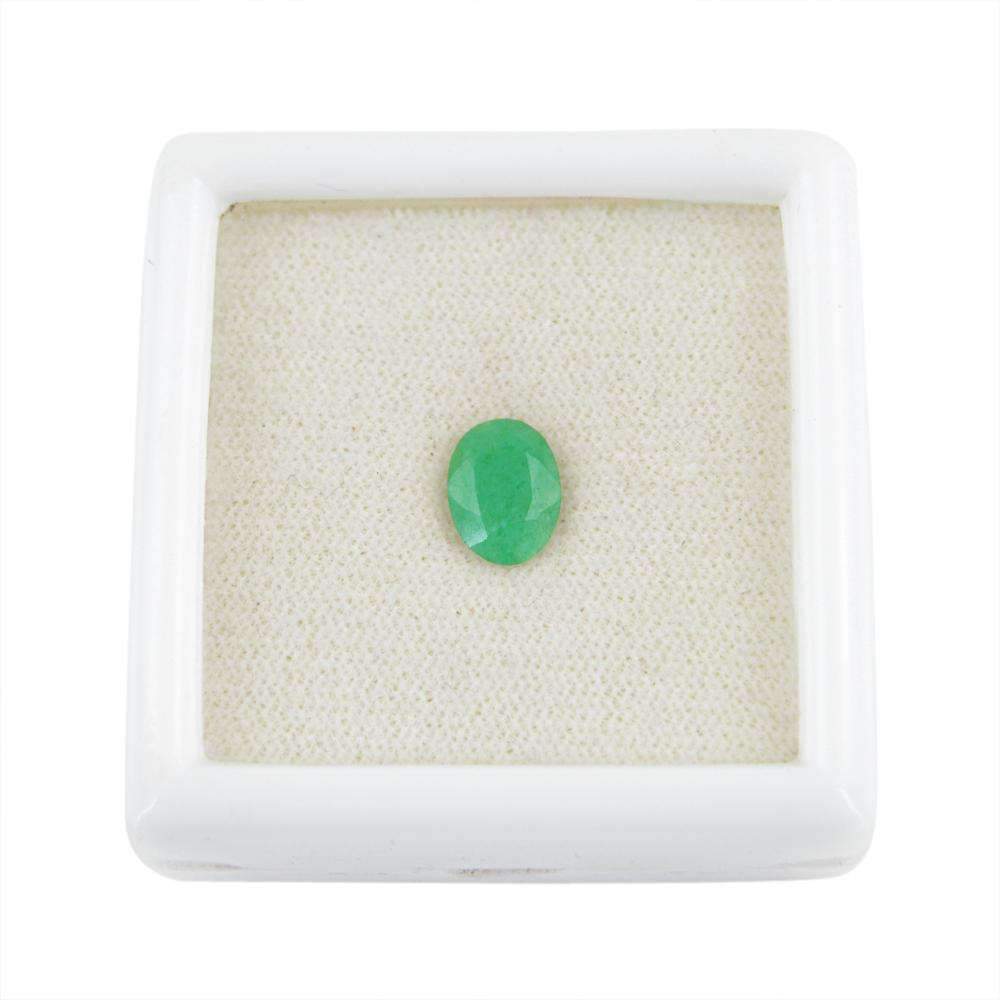 gemsmore:Oval Shape Green Emerald Gemstone Earth Mined Faceted