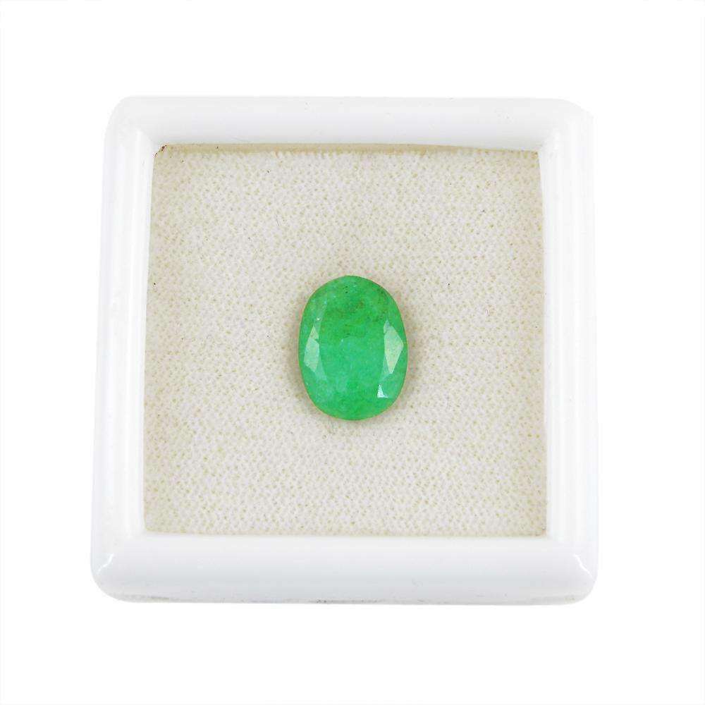 gemsmore:Oval Shape Green Emerald Gemstone Earth Mined Faceted