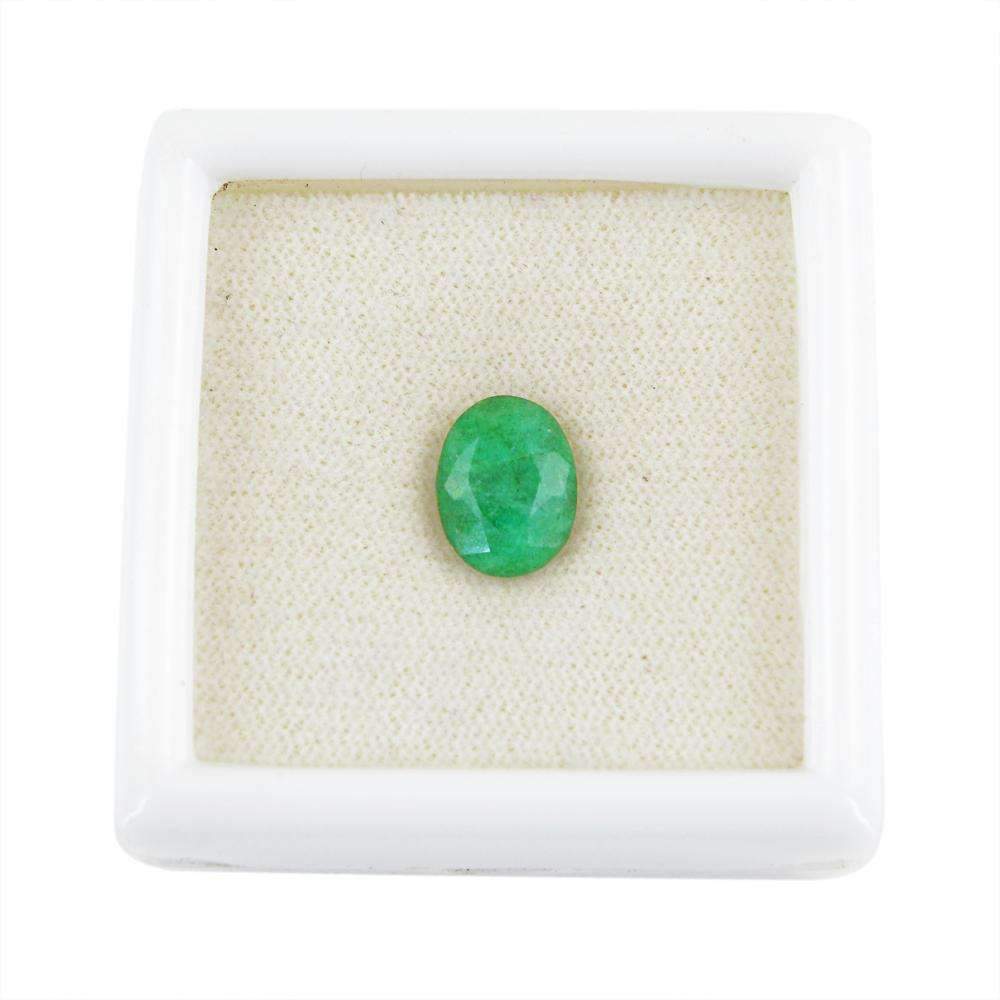 gemsmore:Oval Shape Green Emerald Gemstone Earth Mined Faceted