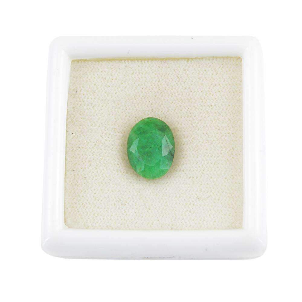 gemsmore:Oval Shape Green Emerald Gemstone Earth Mined Faceted