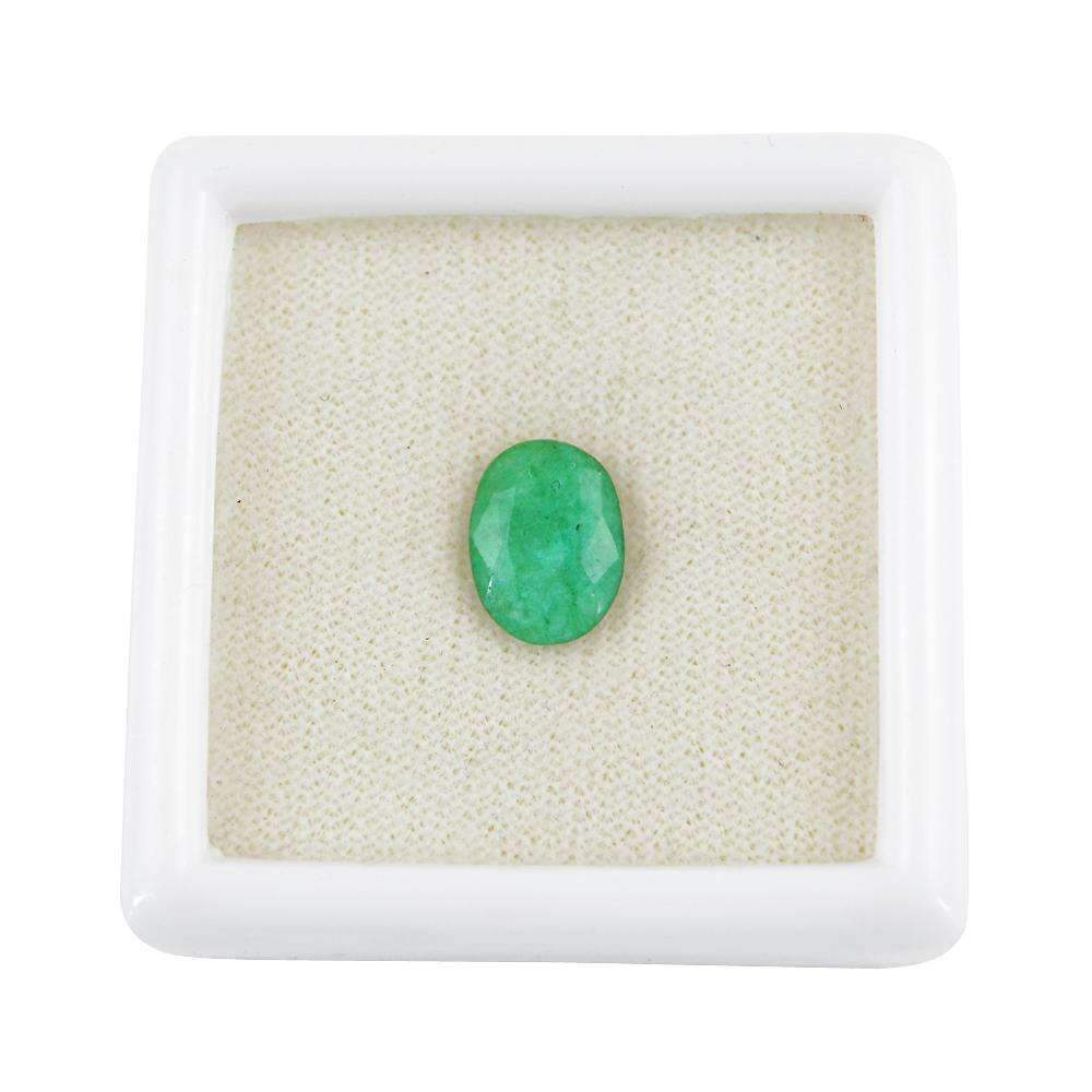 gemsmore:Oval Shape Green Emerald Gemstone Earth Mined Faceted