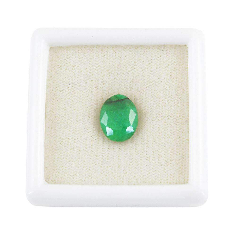 gemsmore:Oval Shape Green Emerald Gemstone Earth Mined Faceted