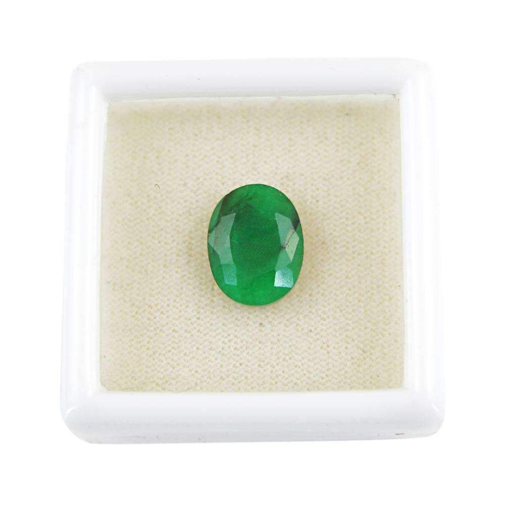 gemsmore:Oval Shape Green Emerald Gemstone Earth Mined Faceted