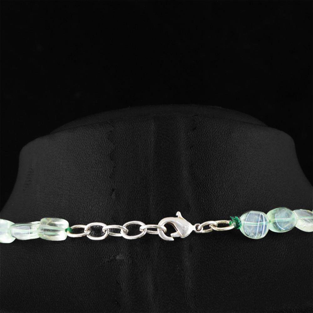 gemsmore:Oval Shape Green Flourite Necklace Natural 3 Line Untreated Beads