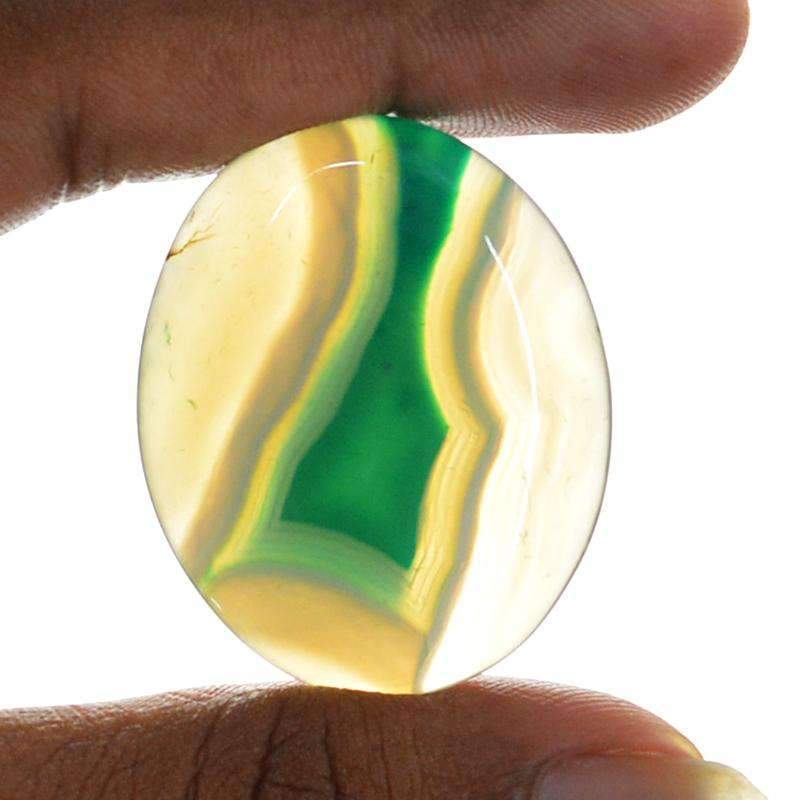 gemsmore:Oval Shape Green Onyx Gemstone Natural Untreated