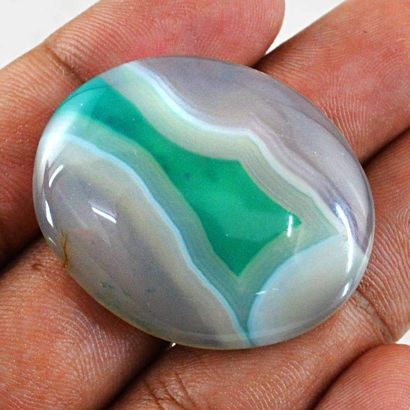 gemsmore:Oval Shape Green Onyx Gemstone Natural Untreated