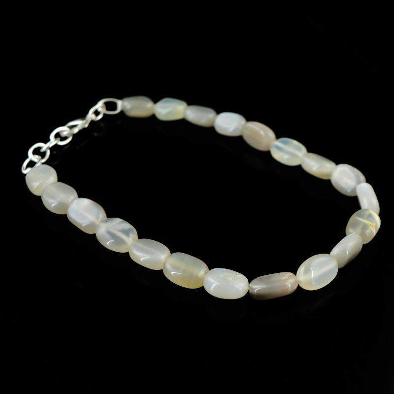 gemsmore:Oval Shape Moonstone Beads Bracelet Natural Untreated
