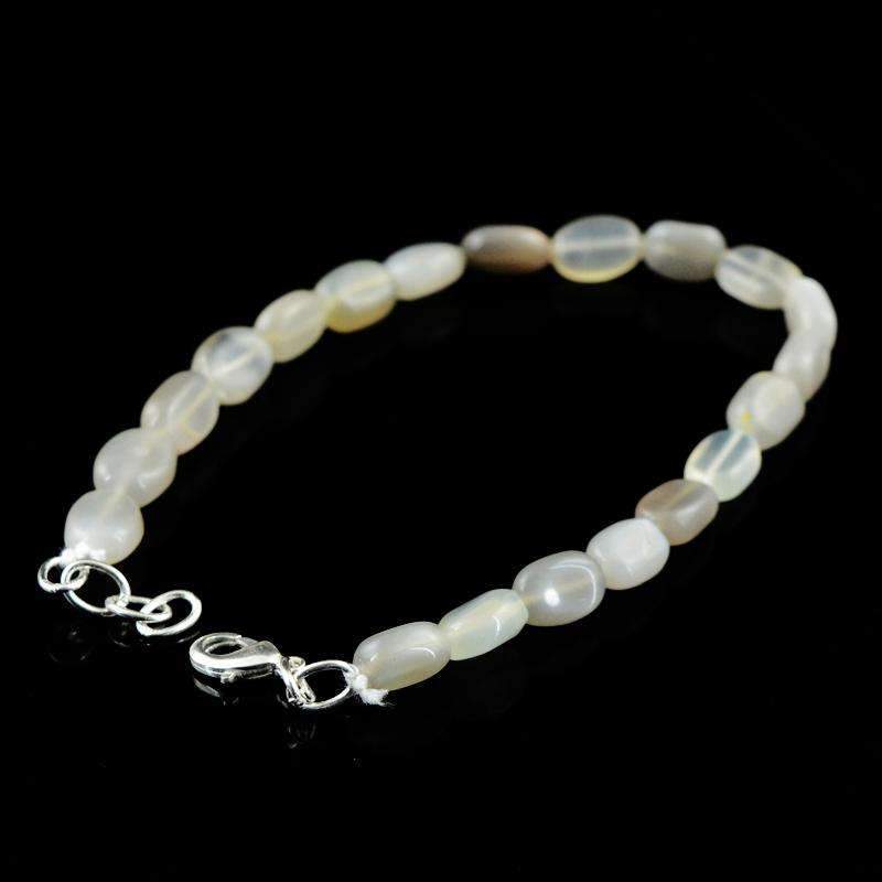 gemsmore:Oval Shape Moonstone Beads Bracelet Natural Untreated