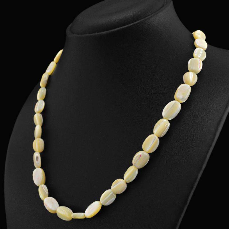 gemsmore:Oval Shape Mother Pearl Necklace Natural Untreated Beads