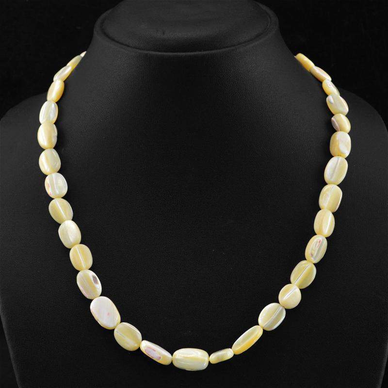 gemsmore:Oval Shape Mother Pearl Necklace Natural Untreated Beads