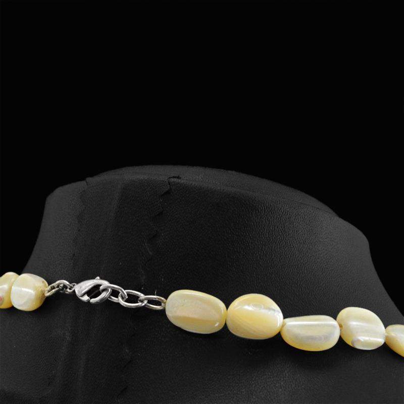 gemsmore:Oval Shape Mother Pearl Necklace Natural Untreated Beads