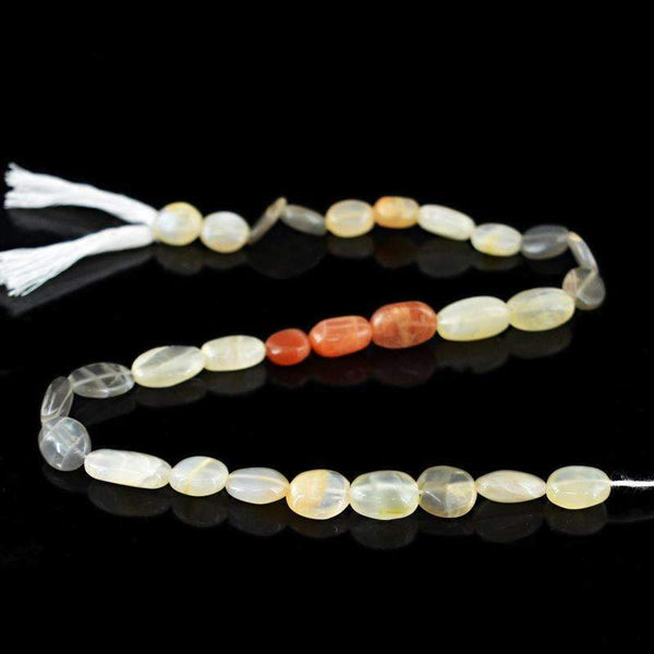 gemsmore:Oval Shape Multicolor Moonstone Beads Strand - Natural Drilled