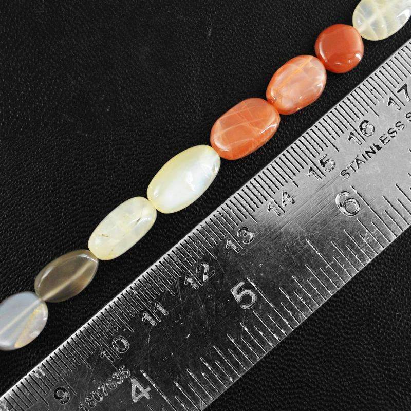 gemsmore:Oval Shape Multicolor Moonstone Beads Strand - Natural Drilled