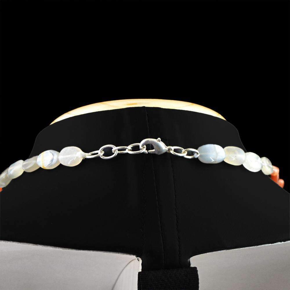 gemsmore:Oval Shape Multicolor Moonstone Necklace Natural 20 Inches Long Untreated Beads