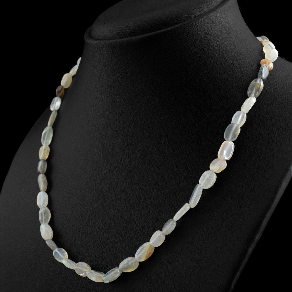 gemsmore:Oval Shape Multicolor Moonstone Necklace Natural Untreated Beads