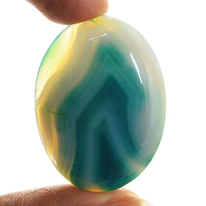 gemsmore:Oval Shape Natural Green Onyx Gemstone