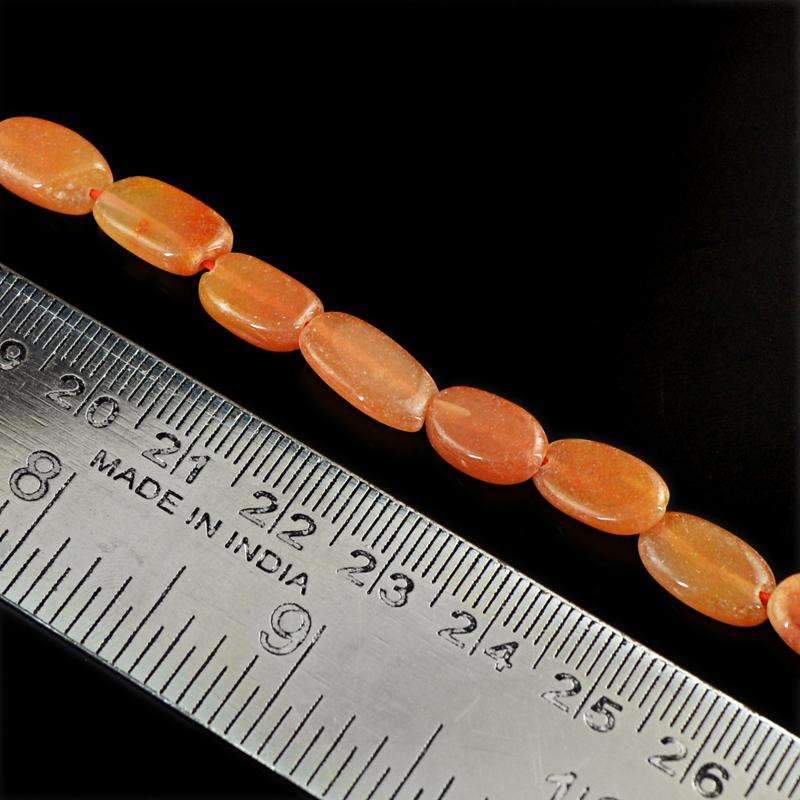 gemsmore:Oval Shape Orange Aventurine Beads Strand - Natural Drilled