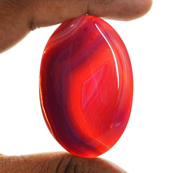 gemsmore:Oval Shape Pink Striped Onyx Gemstone Natural Untreated