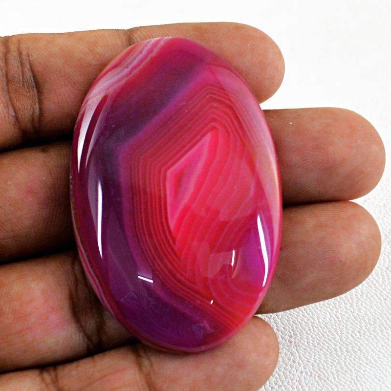 gemsmore:Oval Shape Pink Striped Onyx Gemstone Natural Untreated