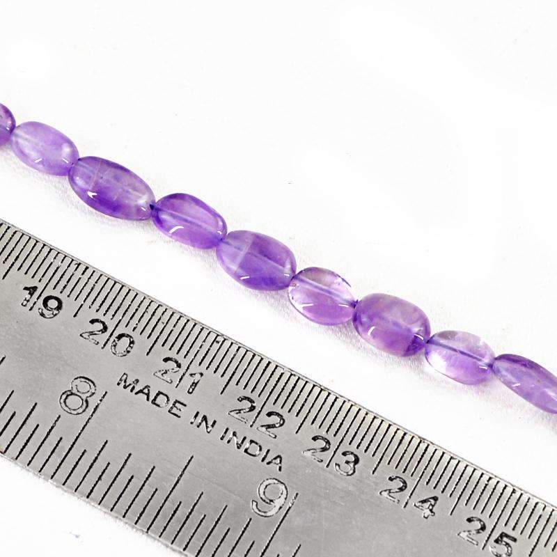 gemsmore:Oval Shape Purple Amethyst Beads Strand Natural Drilled