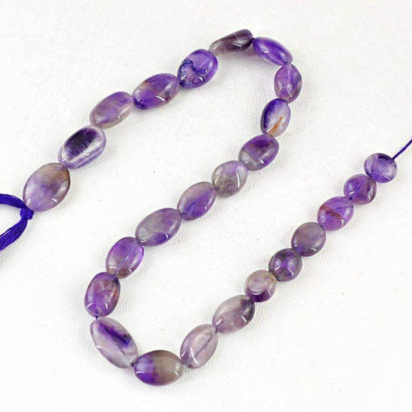 gemsmore:Oval Shape Purple Amethyst Beads Strand Natural Drilled