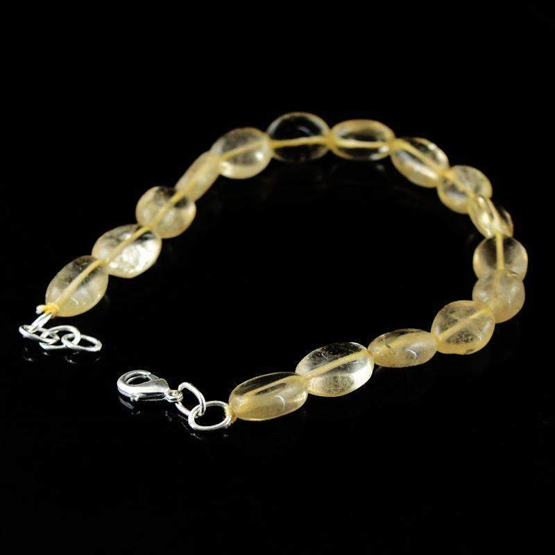 gemsmore:Oval Shape Rutile Quartz Bracelet Natural Untreated Beads