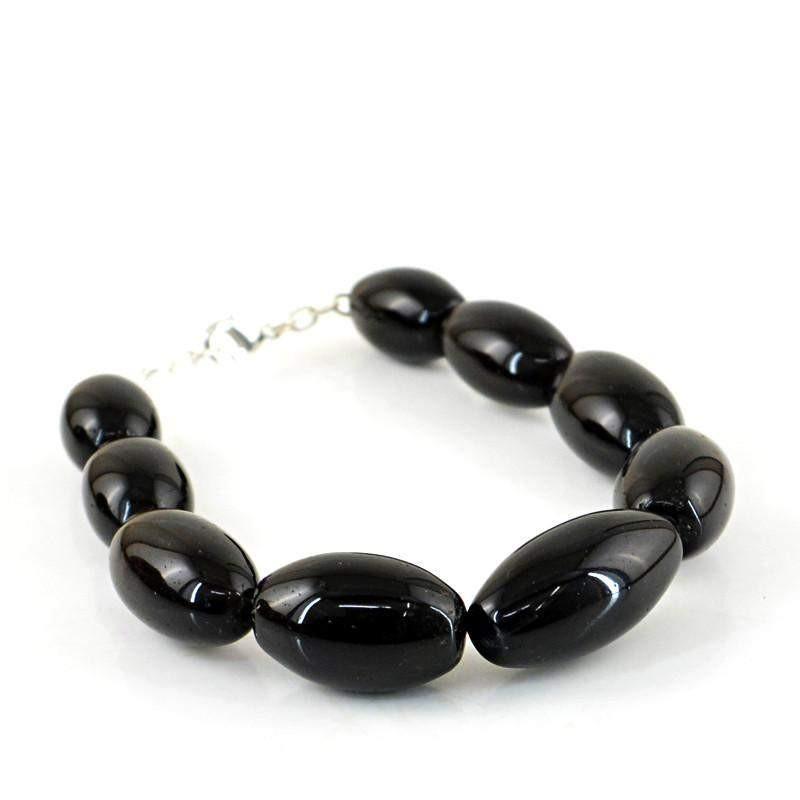 gemsmore:Oval Shape Smoky Quartz Bracelet Natural Untreated Beads