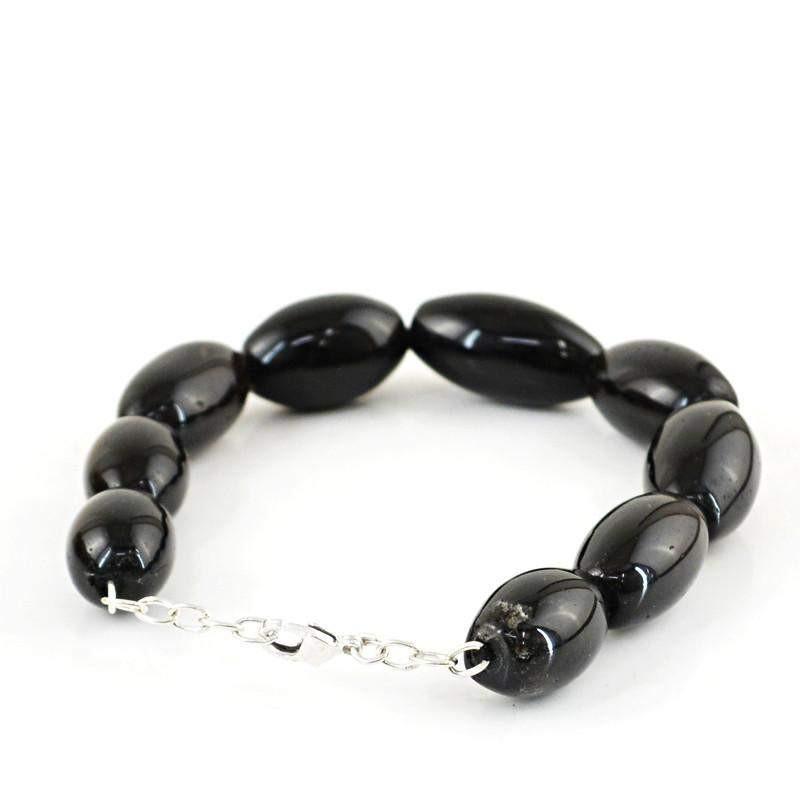 gemsmore:Oval Shape Smoky Quartz Bracelet Natural Untreated Beads