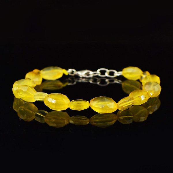 gemsmore:Oval Shape Yellow Citrine Bracelet Natural Faceted Beads