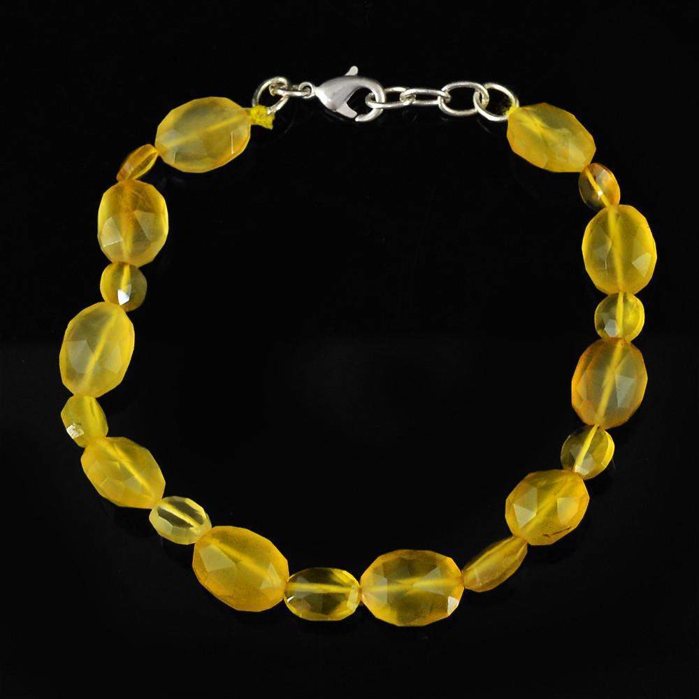 gemsmore:Oval Shape Yellow Citrine Bracelet Natural Faceted Beads